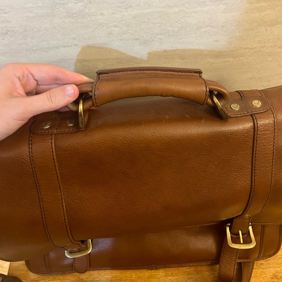 Hidesign Leather Men's Brown Briefcase Laptop Crossbody Travel Business Satchel - Picture 11 of 16
